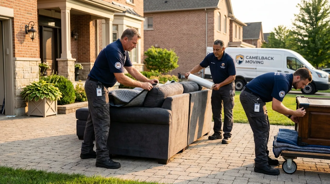 Large estate moving crew wrapping furniture in Buchanan, MI